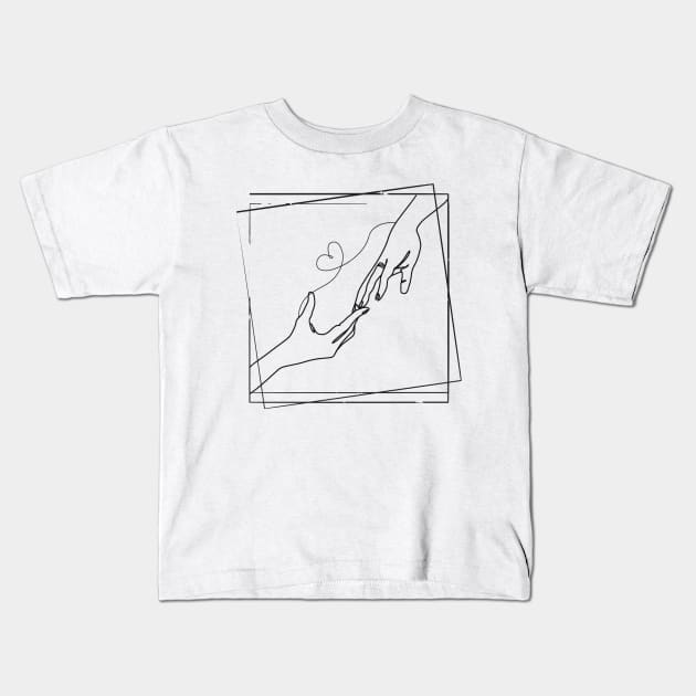 Lovers Hands Lineart Kids T-Shirt by FabDesign